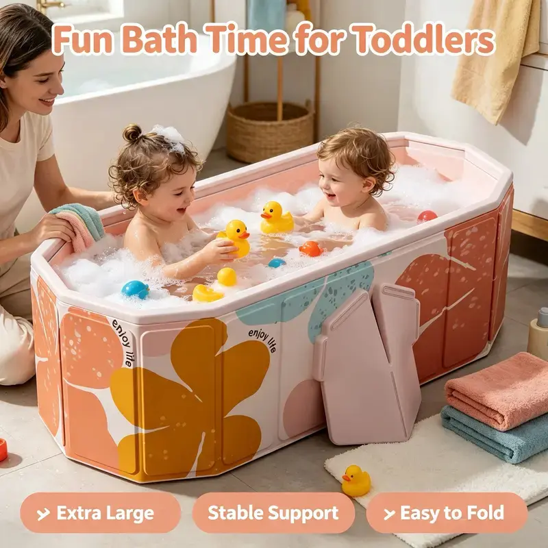 Adult Portable Foldable Bathtub - 5-Layer Insulation, Reinforced Metal Frame, for Bathroom Hot Spa Bath & Cold Plunge (Sports & Outdoor Camping Hiking Personal Care)