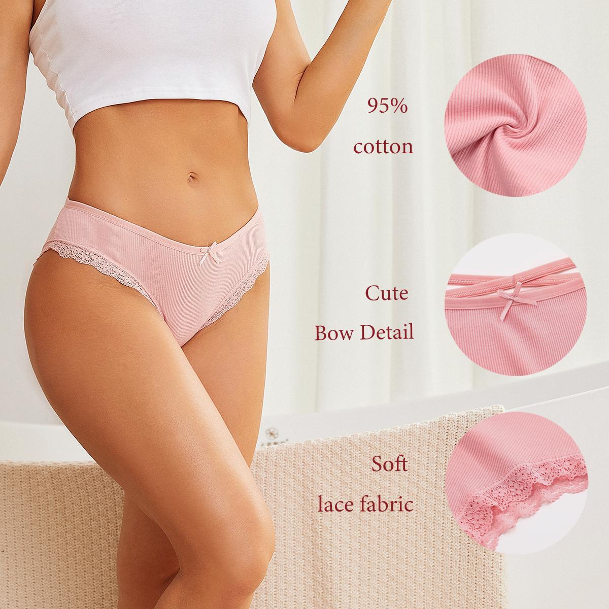 FINETOO 12-Pack Cotton Bikini Underwear for Women, Soft Cheeky Fit with Lace Waist and Back Crisscross Strap Design, Breathable Skin-Friendly Basic Panties S-XL SpringStatements