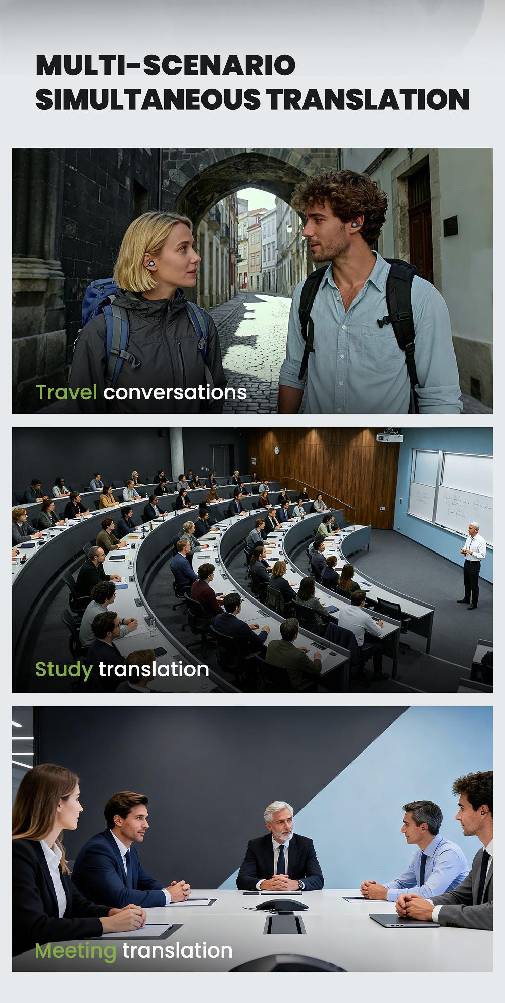 HTC NE67 AI Headset Translates 134 Languages with App Download Wireless Earphone 30-Hour Battery IPX Waterproof Hi-Fidelity Sound for Movies Music Sports Office