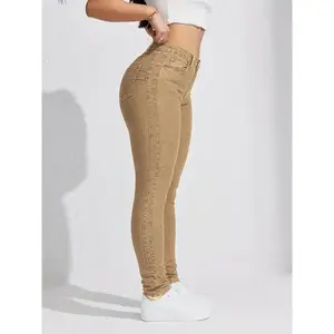 Women's Slim Fit Khaki Skinny Jeans-Stretch Denim, Machine Washable, Comfortable for All Seasons
