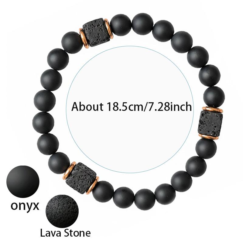 Agate Obsidian Hand Chain Bracelet Suitable for Men, 8mm Root Chakra Stone, Matte Finish Men's Energy Jewelry, Premium Bracelet, Boost Confidence & Stability