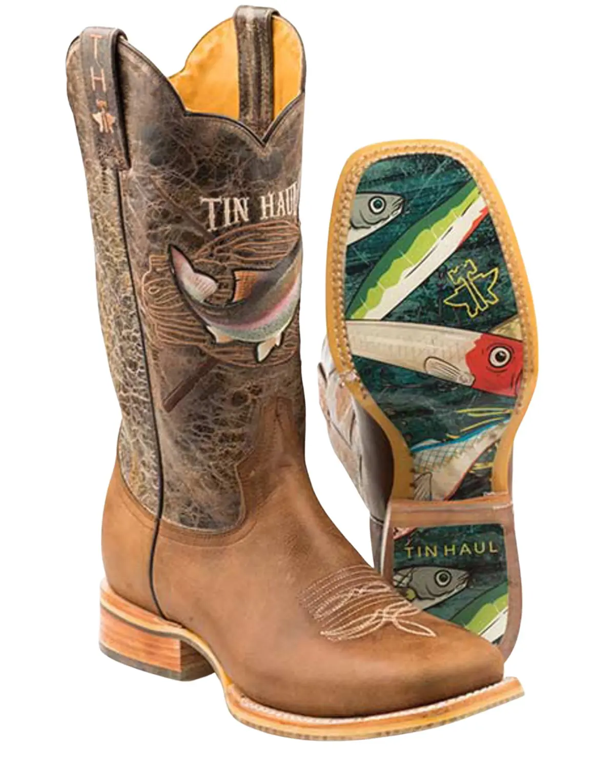 Tin Haul Men's Men'S Alpha Angler Western Boot Broad Square Toe - 14-020-0077-0404 Br