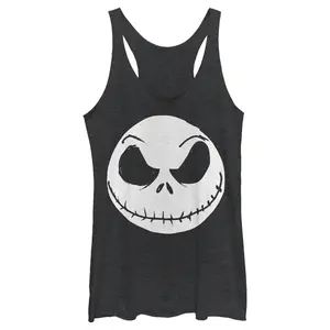 Women's The Nightmare Before Christmas Halloween Jack Skellington Big Face Racerback Tank Top