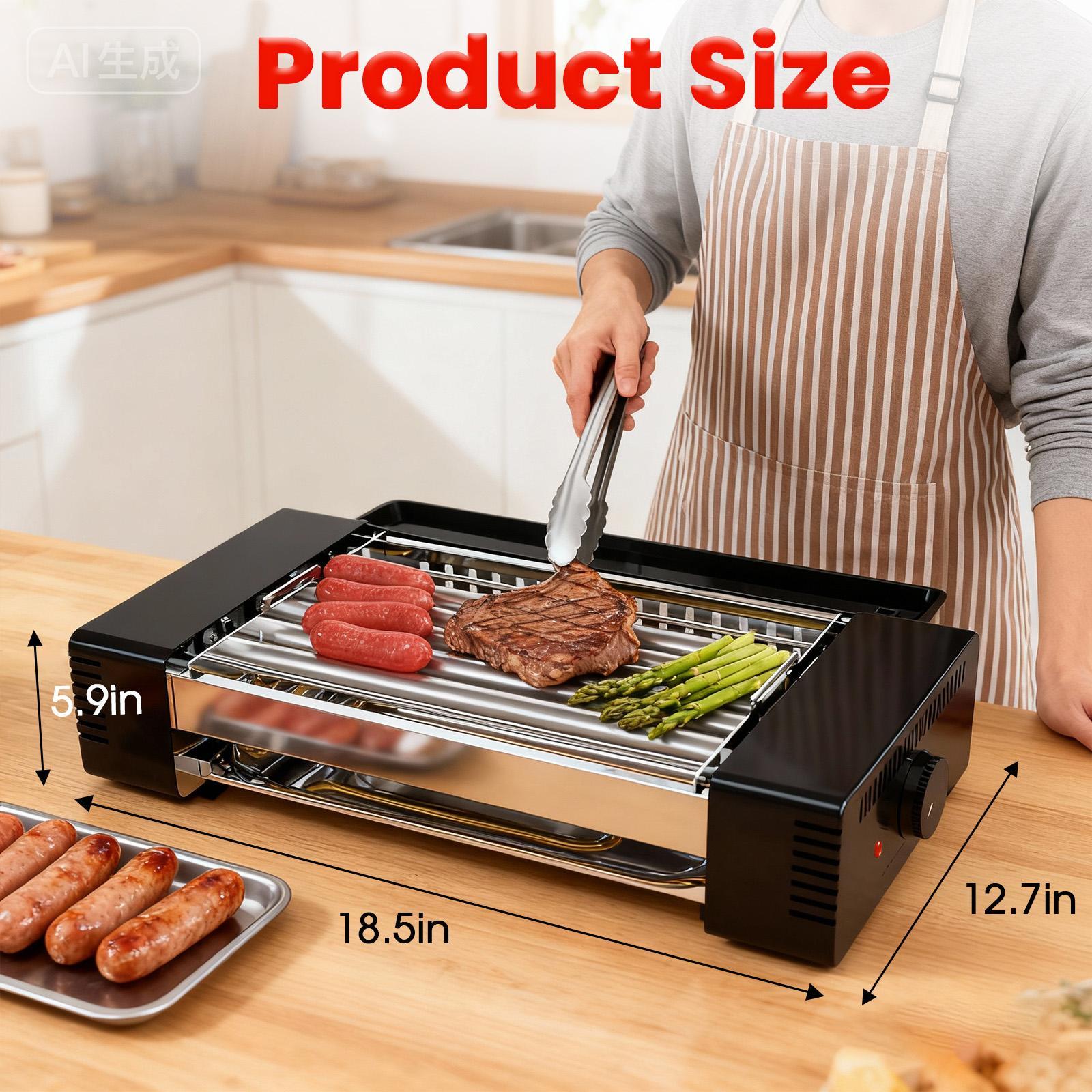 TMWINGS 2-in-1 Electric Grill Roller & Hot Dog Machine, Indoor Smokeless BBQ Grill with Non-Stick Griddle, Perfect for Family Cooking & Home Parties, Household Appliances Kitchen Appliances