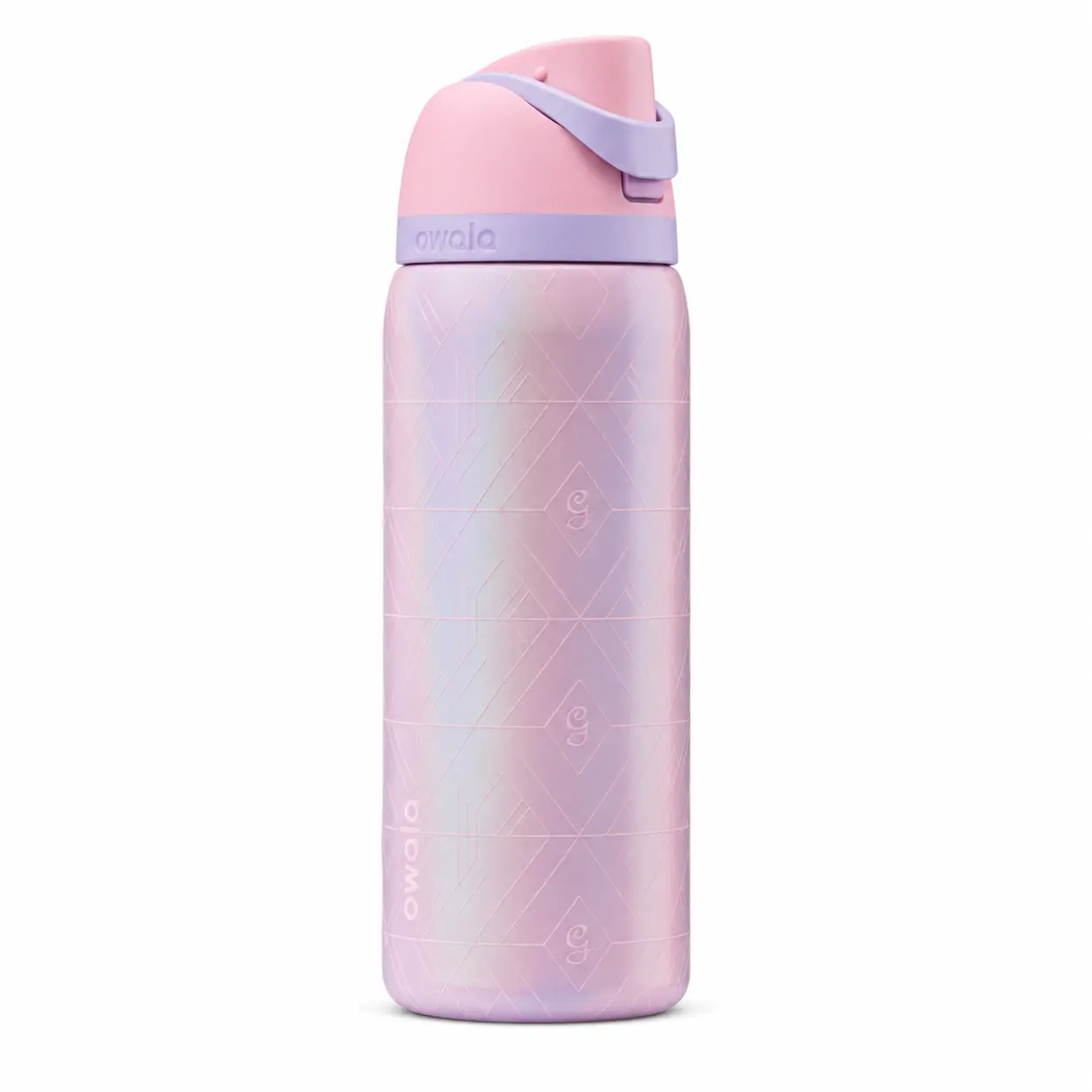 Owala FreeSip 32oz Stylish Pastel Pink-Purple Geometric Insulated Stainless Steel Water Bottle with Straw, Lid, Carry Handle, Leak-Resistant Modern Drinkware for School, Gym & Everyday Use