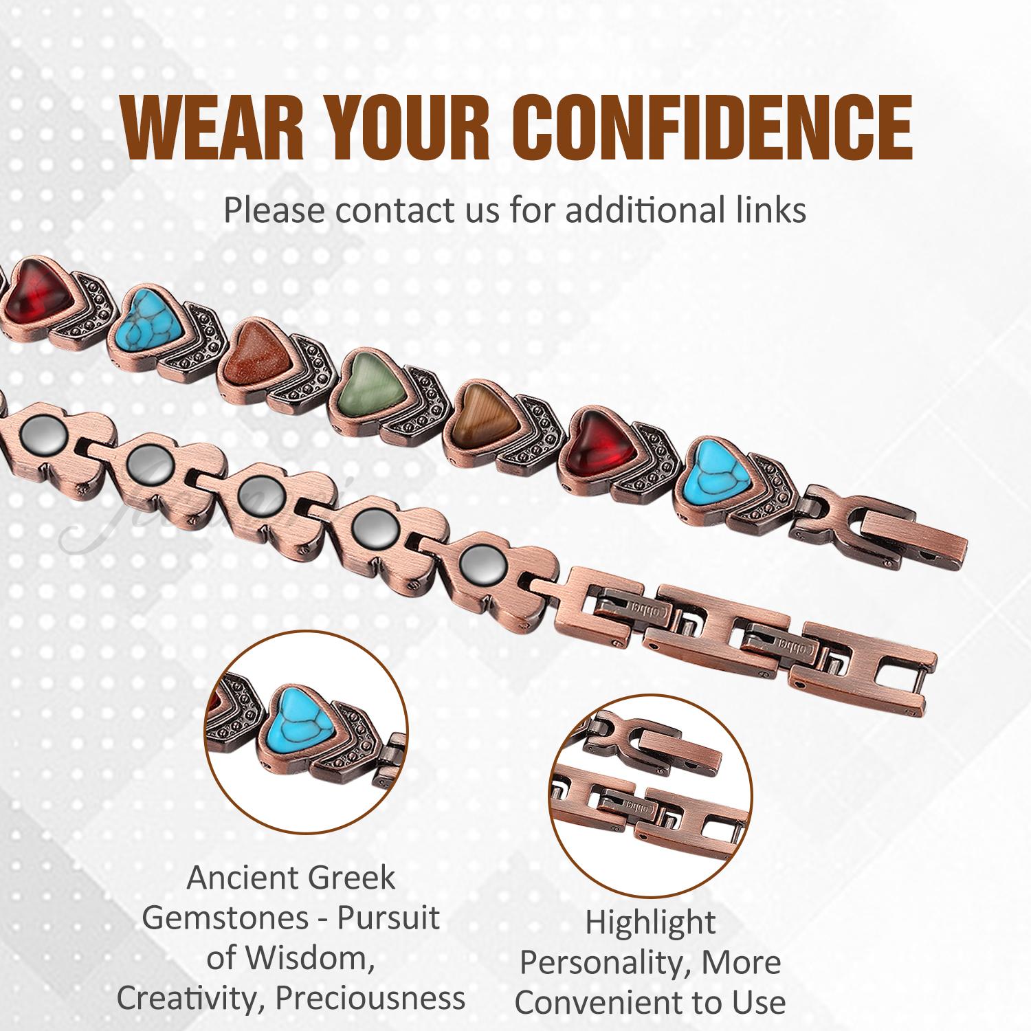 Jecanori Copper Bracelet for Women, Pure Copper Magnetic Bracelets ,Natural Unique Gemstone,  Gifts for Women