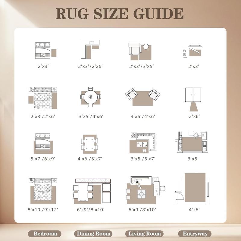 Lagre Boho Living Room Rug Soft Non-Slip Thin Carpet Indoor Floor Non-Shedding Neutral Floral Carpets for Bedroom Dining Room Farmhouse Nursery Washable Rug