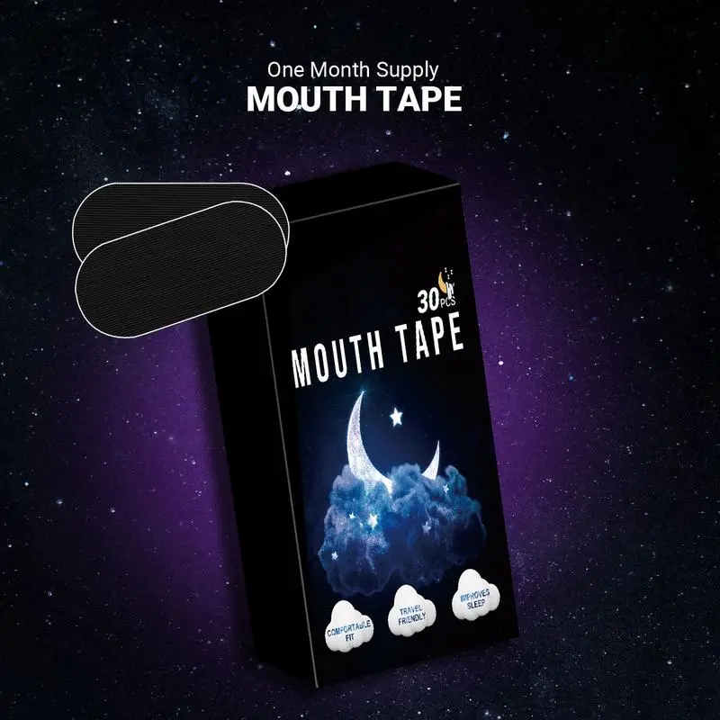 Mouth Tape for sleeping, one month supply, mouth tape, black, gentle, adhesion & 30 Strips, sports accessories