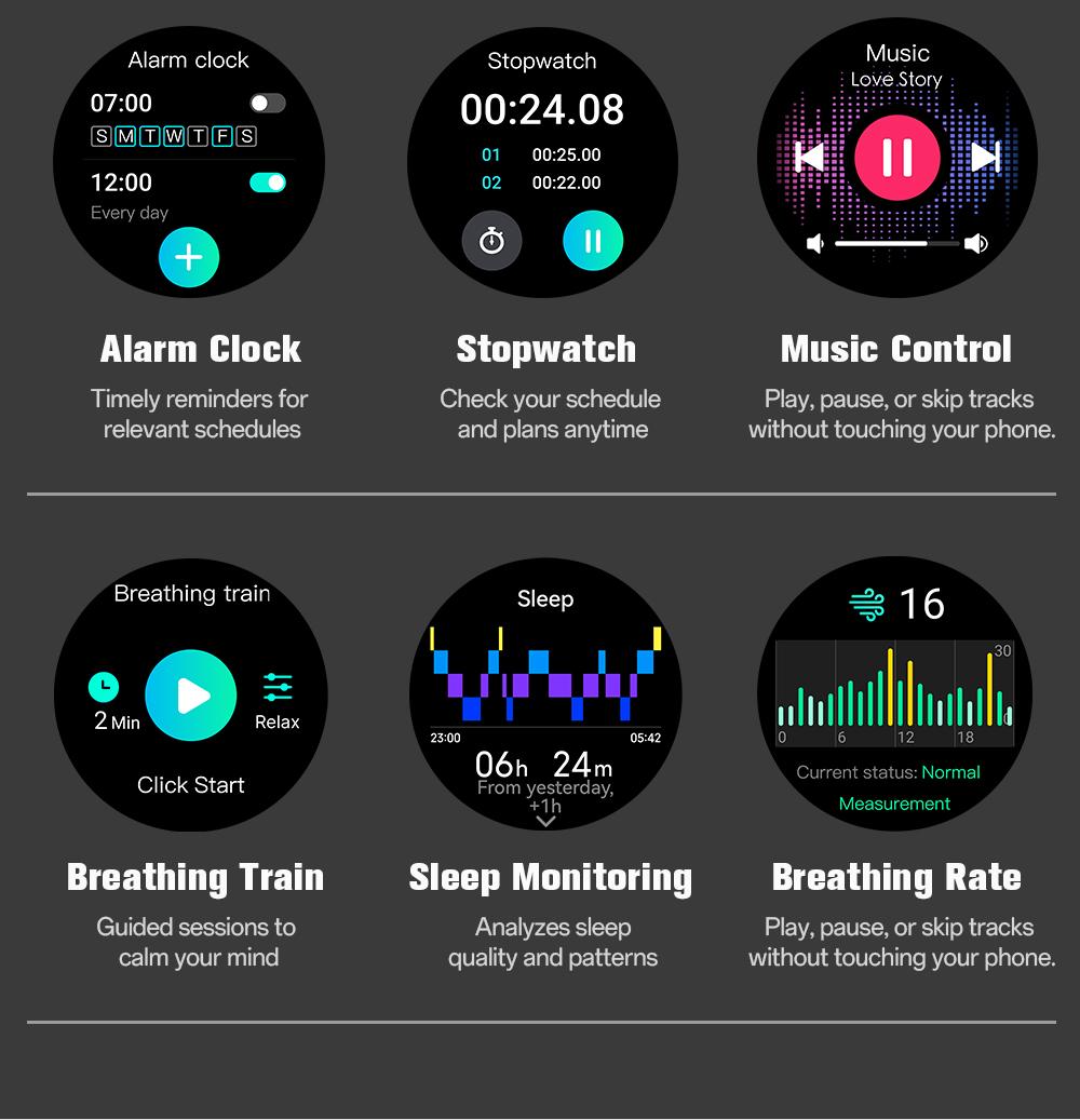 Aolon GT6 Pro Spring rugged outdoor smartwatch with 1.51" AMOLED display, LED flashlight & precision compass. Bluetooth calling, heart rate & fitness tracking, 5-button control, 500mAh battery up to 60 days, 1ATM & IP68 water-resistant.