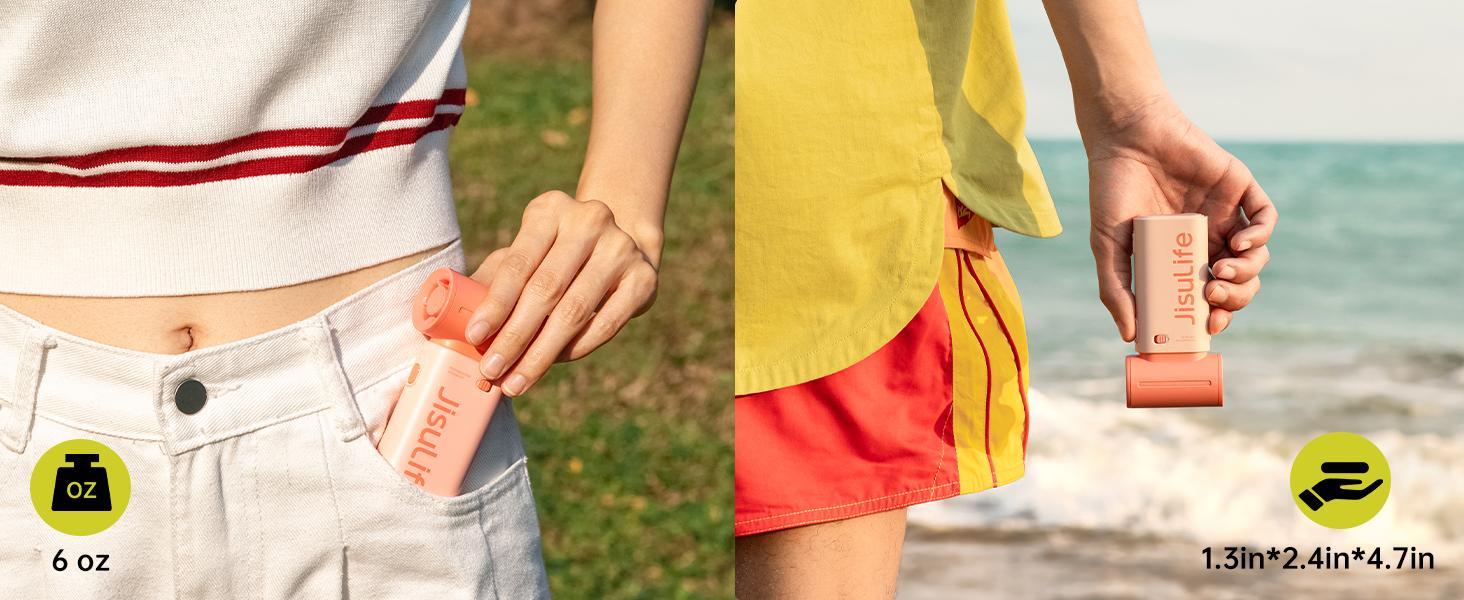 JISULIFE Mini Portable Fan 5000mAh USB 5 Wind Speeds 3.5-18 Hours Compact Travel Friendly with Lanyard for Outdoor Use