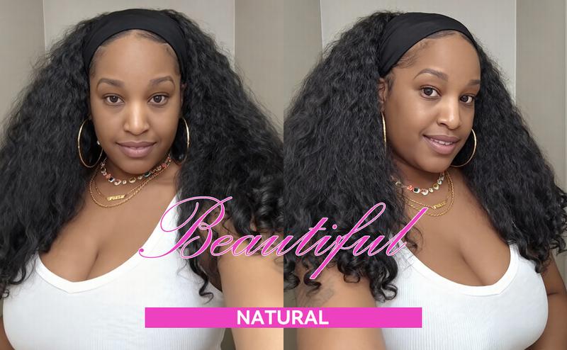 New Afro Headband with Curly in the End Wig Synthetic Hair Texture with Unique Bouncy Curls in the End 20 Inch Soft Curly Full Hair Headband Wigs Synthetic for Women No Leave out Glueless Wig