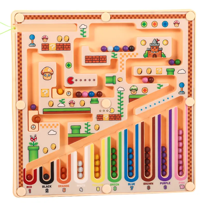 Magnetic Maze Ball Puzzle Toy for Kids, Montessori Puzzles Gift, Toddler Puzzles, 2-In-1 Educational Game, Enhances Focus & Early Learning, Baby Developmental Gift, Maze Board