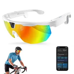 AI Smart Sports Glasses with 8MP Camera, 4K Photos & 1200P Video Recording, Bluetooth Audio Eyewear, IP66 Waterproof, UV Protection, Voice Assistant for Cycling, Travel & Outdoor Adventures, Father's Day Gift