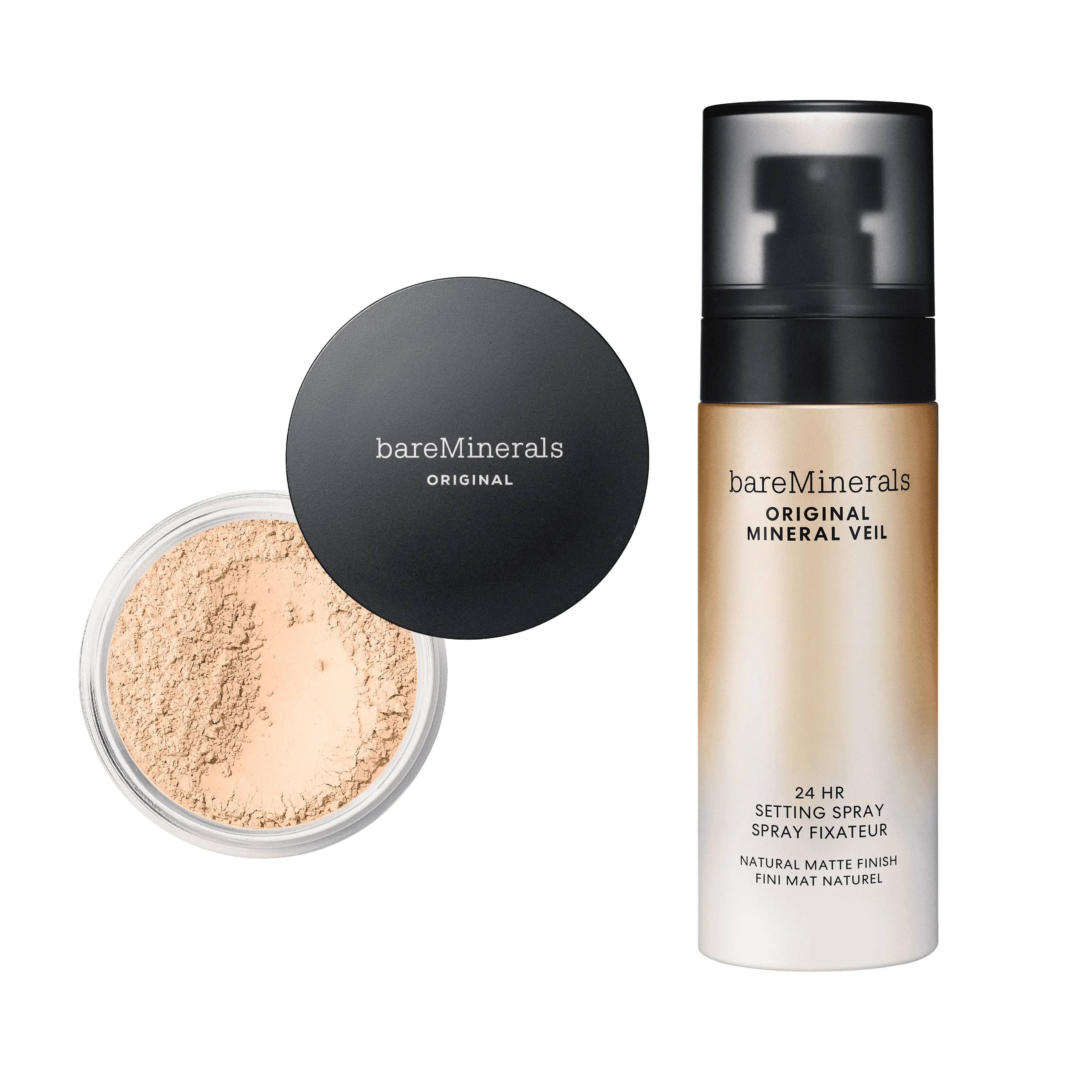 bareMinerals Original Loose Powder Foundation SPF 15 & Mineral Veil 24HR Setting Spray Duo for Matte Finish & Oil Control