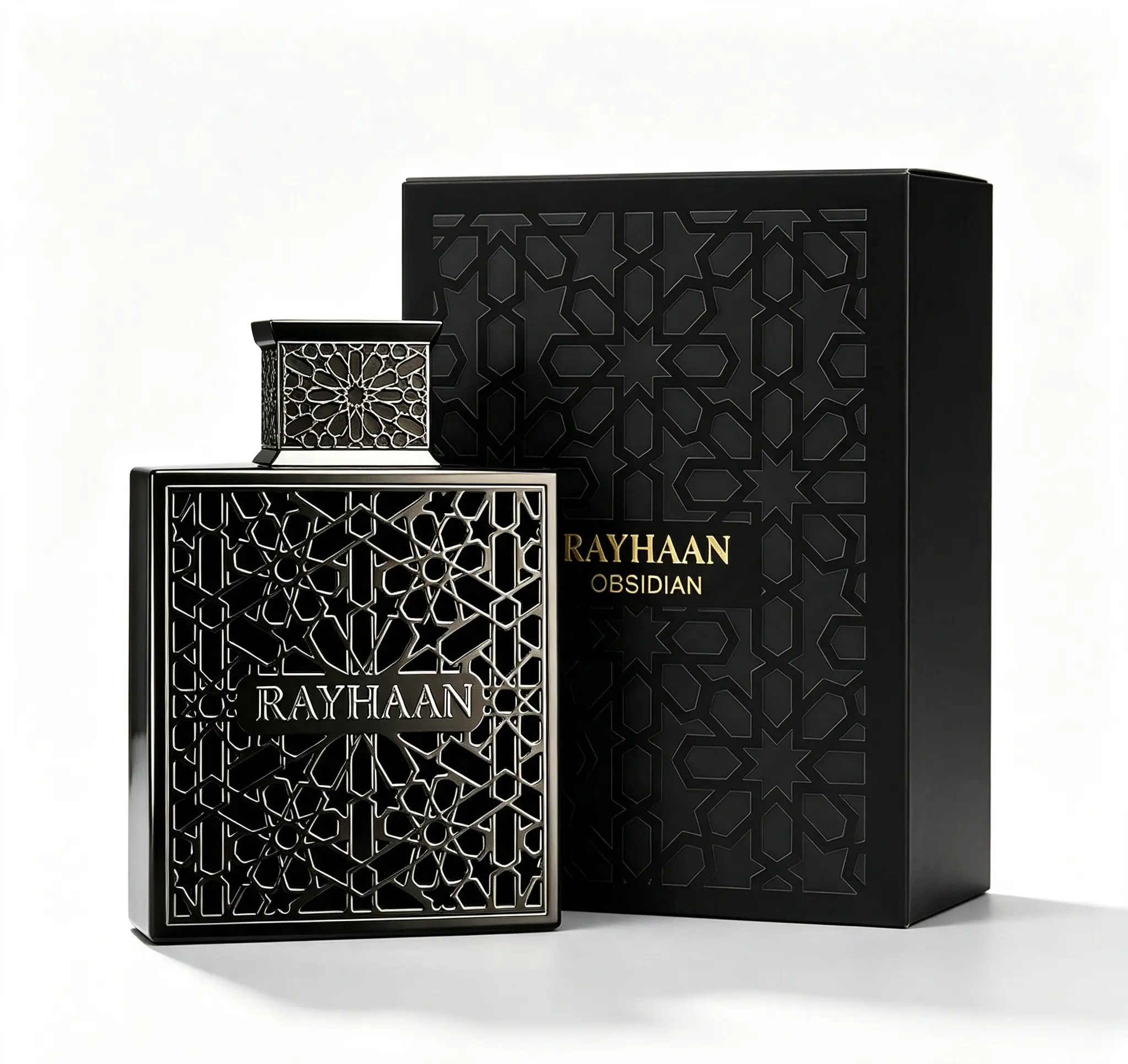 Rayhaan Obsidian Eau de Parfum for Men 100ml / 3.4 fl oz – Woody, Spicy & Amber Masculine Long-Lasting Fragrance, Bold Dark Luxury Cologne, Everyday & Evening Scent for Men