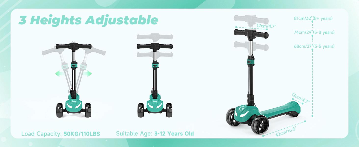 【Christmas gift】Balance Electric Scooter for Kids Ages 3-12, 3 Adjustable Height Toddler Motorized Scooters, Bluetooth Music Speaker, LED Light 3 Wheels, Thumb Accelerator, Balance Training Scooter for Toddlers,Foldable Scooter for Girls/Boys