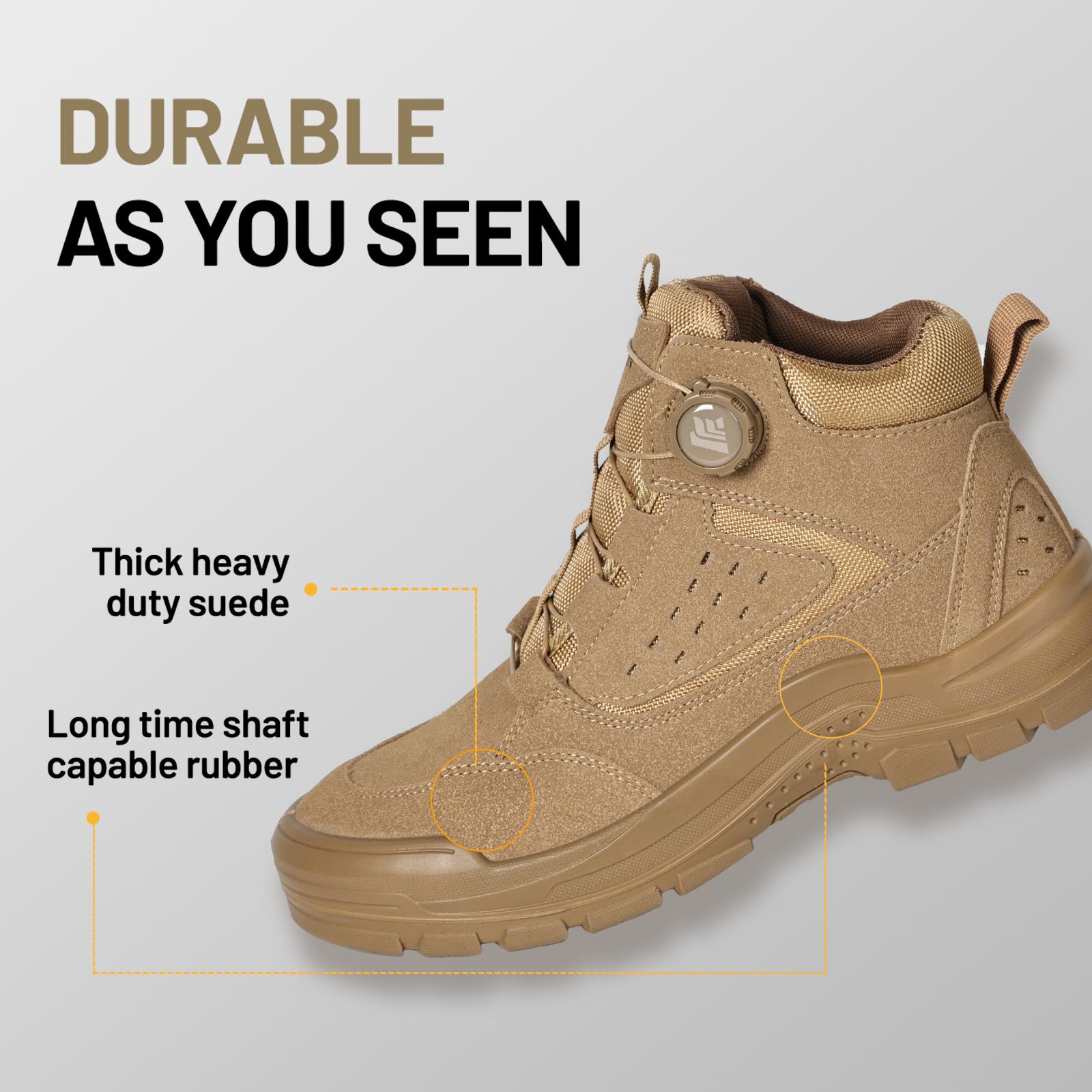 Furuian Steel Toe Boots for Men Women Comfortable Lightweight Work Boots for Men Slip Resistant High Top Steel Toe Rotating Buckle Safety Shoes Puncture Proof Indestructible Construction Shoes