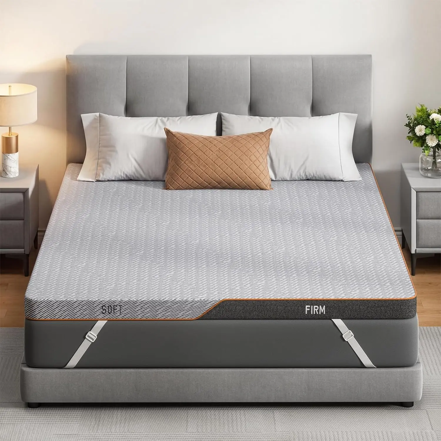 Amada Firm Mattress Topper Full-Dual Firmness, 3" Bed Topper with Extra Firm & Firm Zones, Dual Sided High-Density Memory Foam Mattress Pad for Back Pain, Non-Slip & Removable Cover, 54"×75"