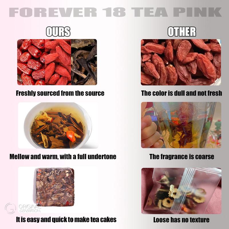 Forever 18 Tea Blue&Pink  (90g  3g×3packs×10 boxes)(red dates, wolfberry,Shoumei white tea)  (Shoumei white tea, black wolfberry, astragalus)