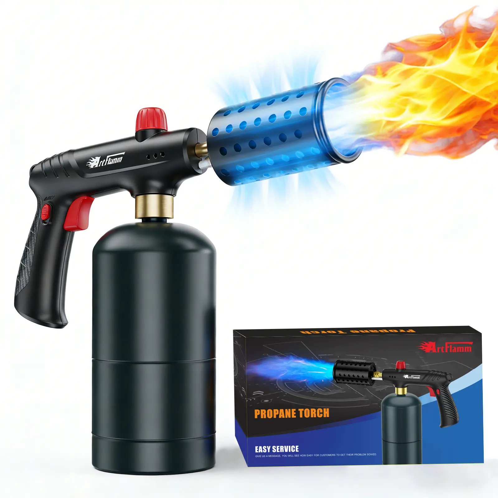 ARTFLAMM Propane Torch with Safety Lock & Dual-Layer Flame Guard, Adjustable Flame Kitchen Torch for Cooking, Grilling and BBQ(Propane Tank Not Included) Bbq Lovers Lightweight