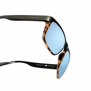 Topside Polarized Sunglasses - Matte Black Shiny Tort - Blue Mirror