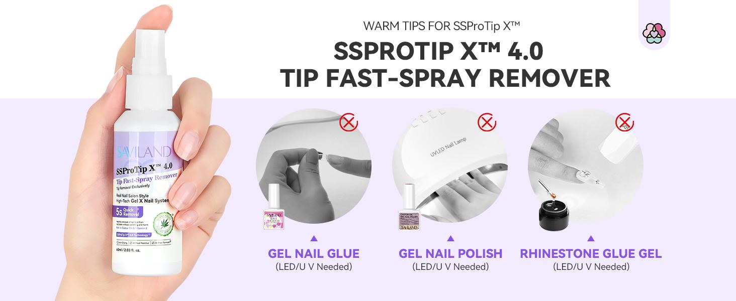 SSProTip X Press-on Nail Glue Remover: 60ml Quick Odorless Removal without Acetone Enriched Castor Oil & Vitamin E Easy Home Use Nail Care & Manicure SSProTip X Press-on Nail Glue Remover: 60ml Quick Odorless Removal without Acetone Enriched Castor Oil & Vitamin E Easy Home Use Nail Care & Manicure