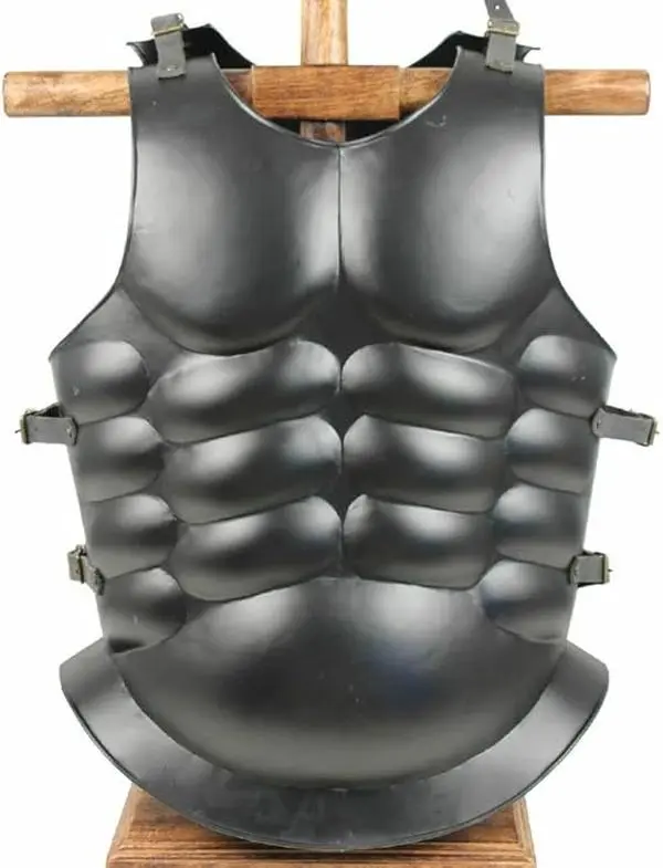 Men's Historical Medieval Roman Warrior Sleeveless Muscle Armour - 18 AWG Hand-Forged Steel Cuirass with Adjustable Straps, Custom Fit, Hand Wash Only for Reenactment, Cosplay | Menswear Special Occasion Costume Accessory