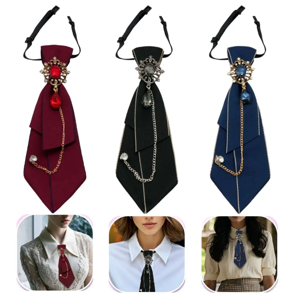 3 pack Crystal Bow Ties with Sparkling Rhinestone Adjustable Pre-Tied Ties for Women Girls Party School Work Casual