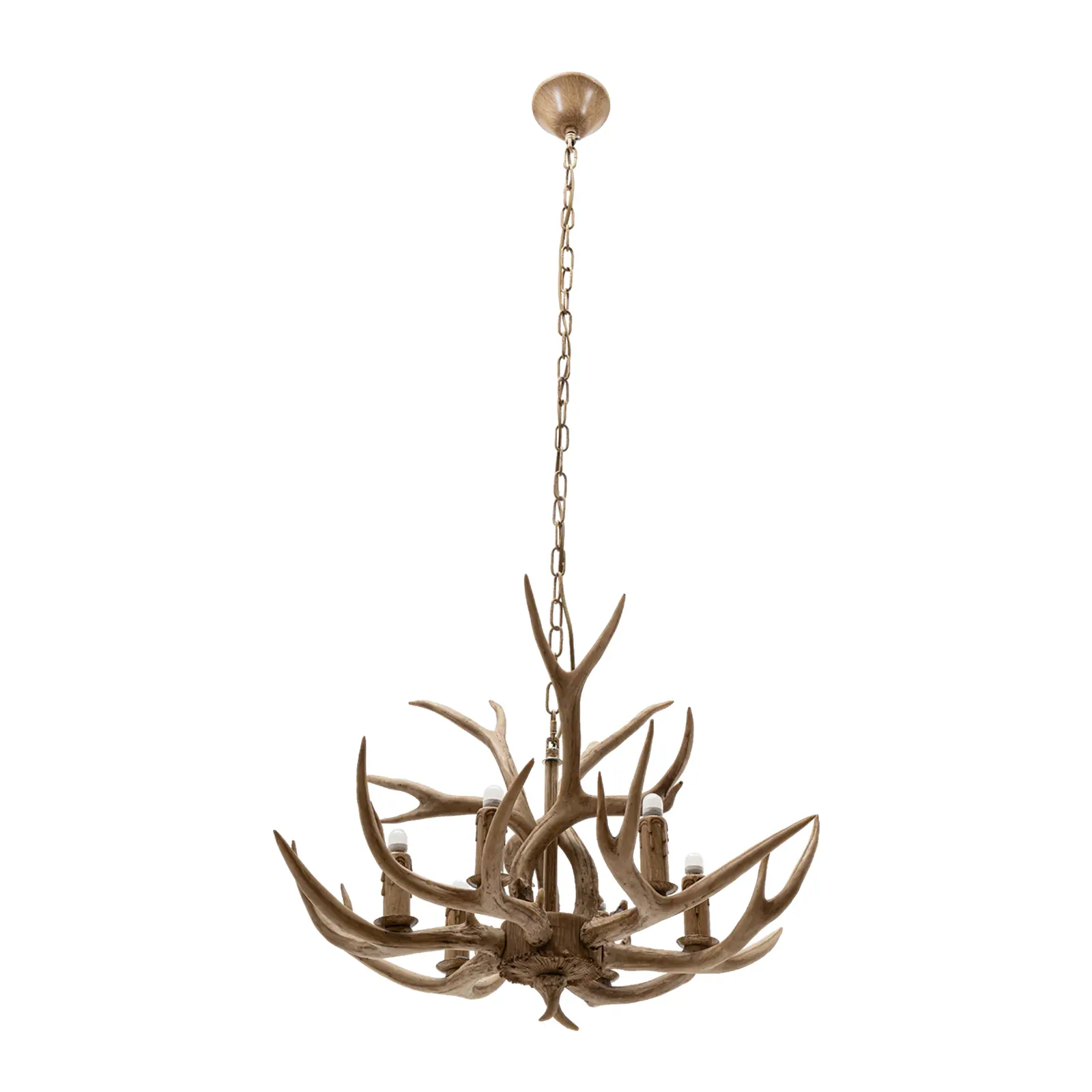 Rustic 6-Bulb LED Ceiling Pendant Lamp - 45cm Height, Vintage Resin Deer Horn Antlers Design, Easy Installation, Fast Shipping, Ideal for Dining Room, Parlor, Kitchen, Home Office/Study Indoor Lighting Decor, New Home