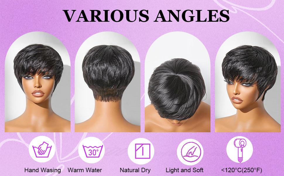 ShowRealHair Wig 036 Pickled Color Pixie Cut Wigs Pixie Wigs Human Hair Coiffure Wigs for Black Women Pickled Color Short Hair Pixie Cut Style Pixie Wigs Pixie Cut Layered Wig Glueless Wig NYC Short Wigs for Black Women SpringStatements