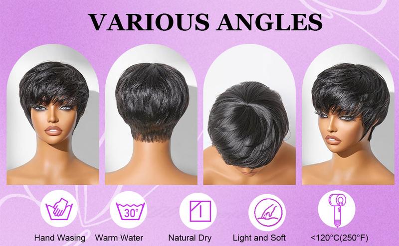 ShowRealHair Wig 036 Pickled Color Pixie Cut Wigs Pixie Wigs Human Hair Coiffure Wigs for Black Women Pickled Color Short Hair Pixie Cut Style Pixie Wigs Pixie Cut Layered Wig Glueless Wig NYC Short Wigs for Black Women