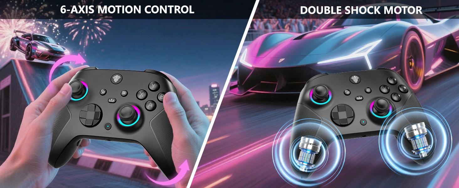 YUYIU Elite 2.4G Wireless Controller for Xbox Series X|S & Steam PC with 7 RGB Lights Dual Vibration Turbo Programmable 3.5mm Audio Jack 1000mAh Battery