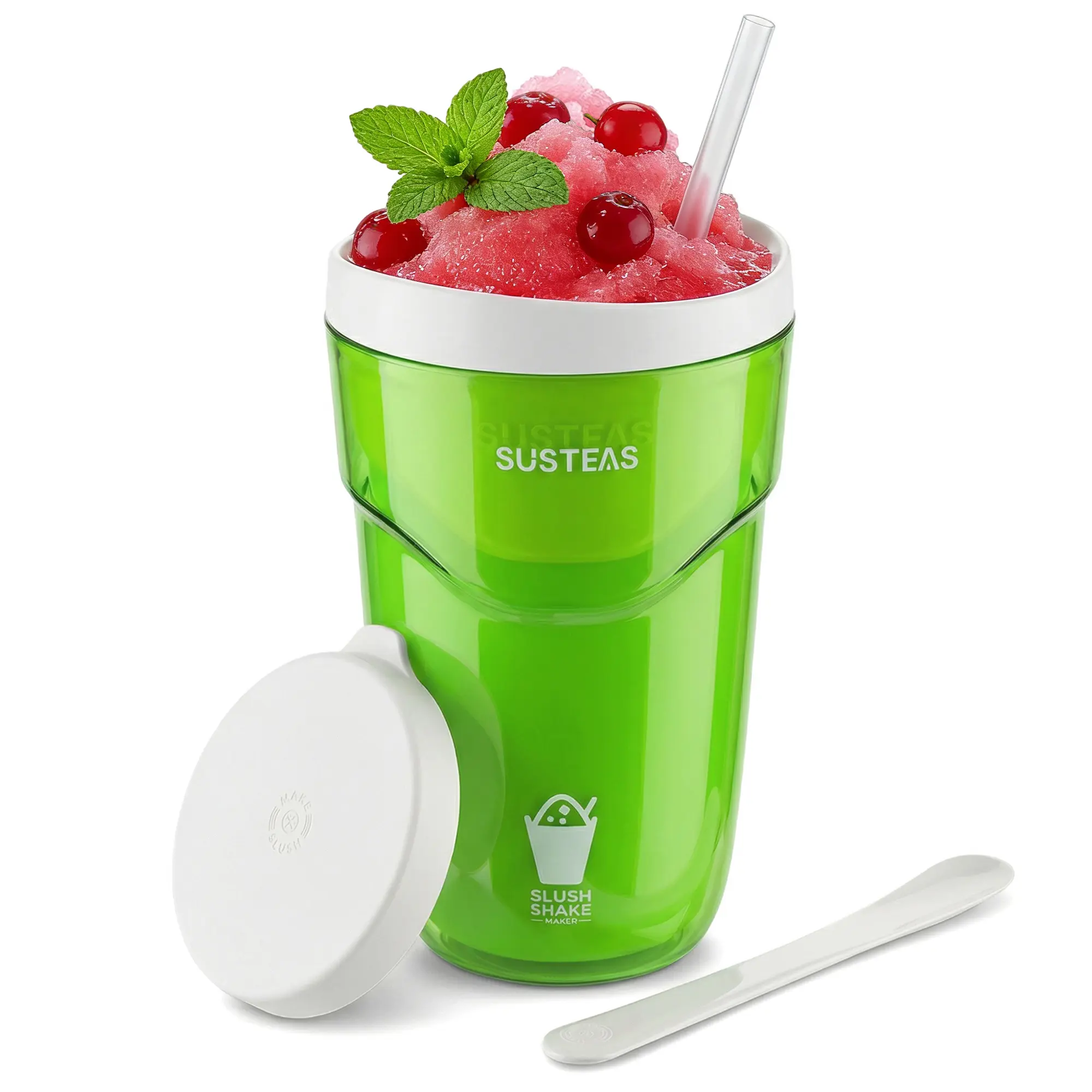 SUSTEAS Magic Slush Cup – Make frozen drinks in 15min! Insulated tumbler with mash spoon & straw. Ideal for cocktails, shakes & healthy treats.,summerwins summerwins