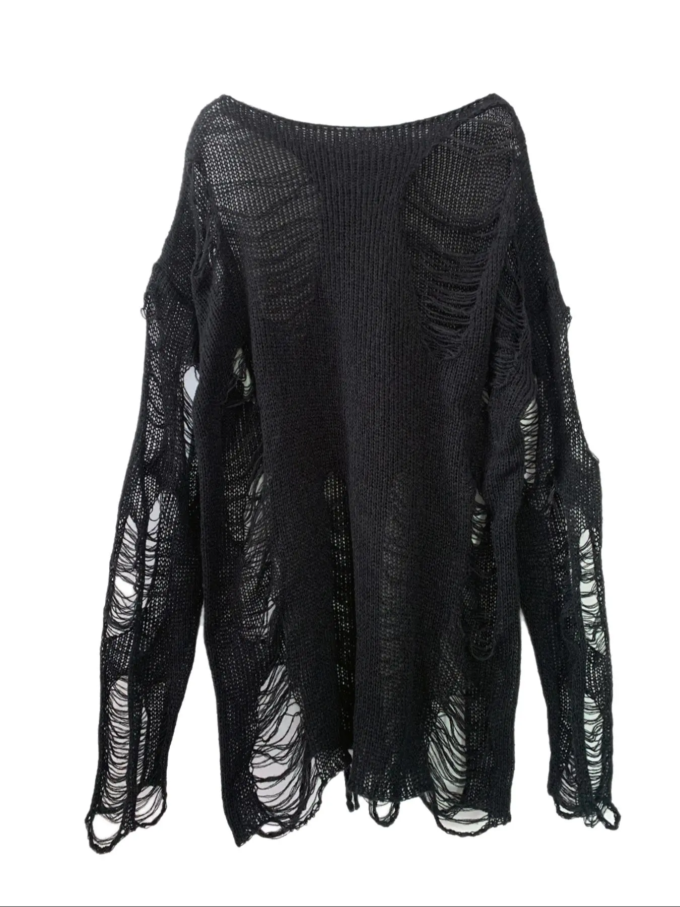 Women's Basic Plain Ripped Drop Shoulder Loose Oversize Baggy Sweater Tops, Casual Long Sleeve Boat Neck Jumper Fit for Fall & Winter, Fashion Womenswear Ladies' Knitwear for Daily Wear, Casual Knitted