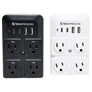 Tech Impressions 2 pack Surge Protectors with Rotating Outlets