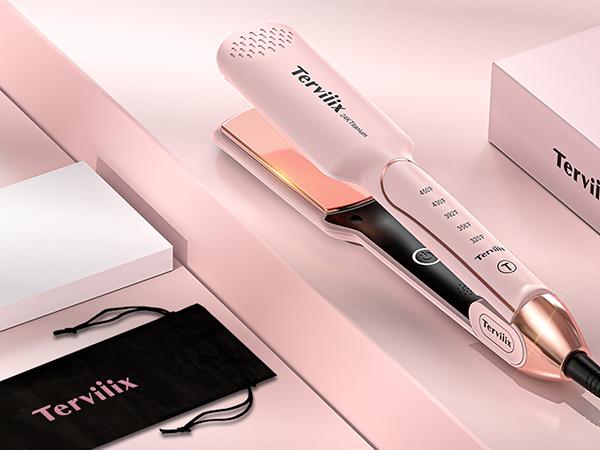 Terviiix Titanium Flat Iron Hair Straightener - ARC Non-Snagging for Smooth, One-Swipe Results, Salon-Grade Straightening Iron Saves Time on Thick, Curly, Black & Natural Hair