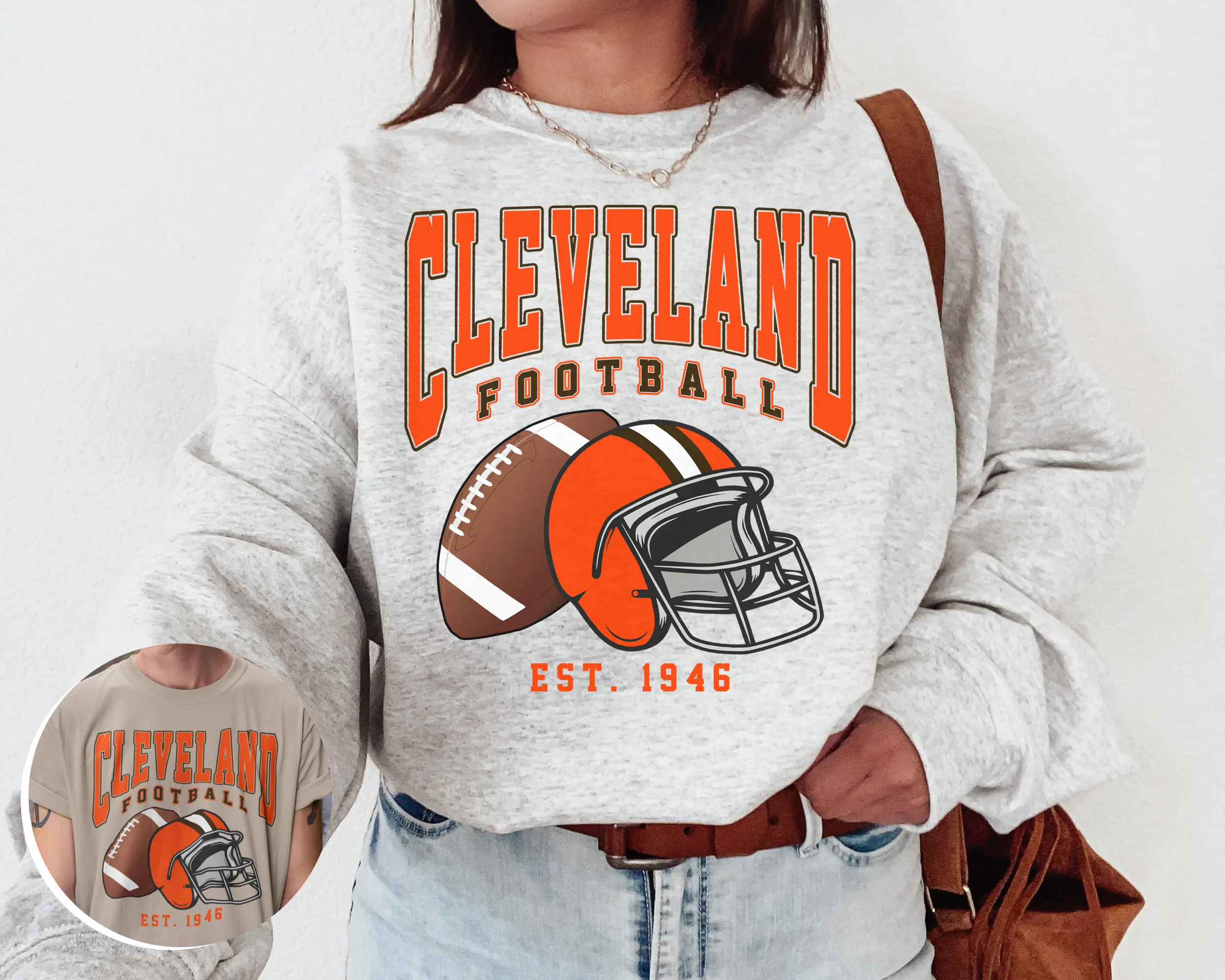 Vintage Cleveland Football Crewneck Sweatshirt / T-Shirt Browns Sweatshirt Vintage Style Cleveland Shirt Browns Fan Gift Casual Cotton