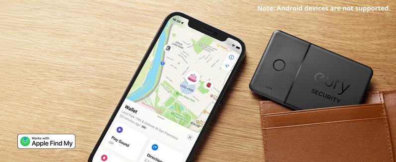eufy Security SmartTrack Card (Black, 1-Pack), Works with Apple Find My (iOS Only), Wallet Tracker, Phone Finder, Up to 3-Year Battery Life(Android Not Supported), Water Resistant｜Spingtok