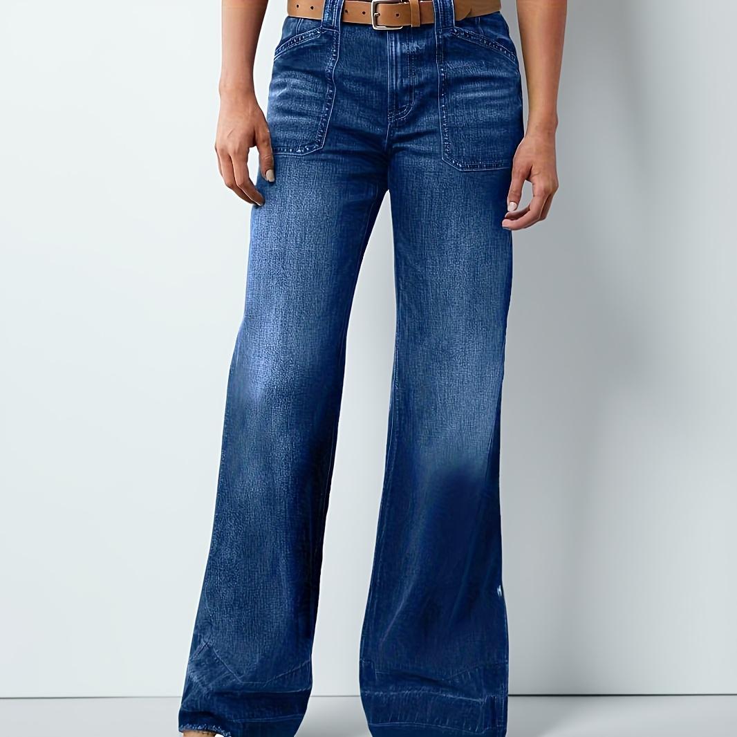 Women's Loose Straight Leg Denim Jeans, Comfortable Casual Style, Perfect for Daily Wear and Outdoor Activities, T-chic