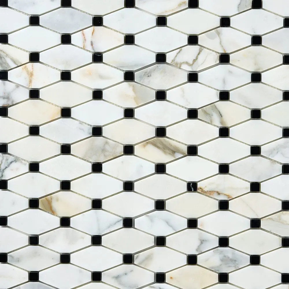 Calacatta Gold & Black Octave 12x12 Polished/Honed Marble Mosaic Tile
