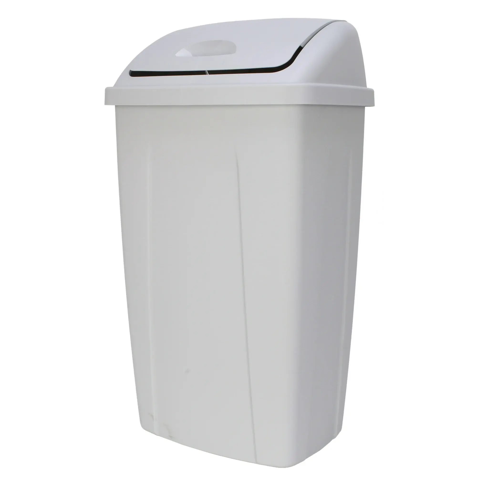 EasyClean 13-Gal Gray Plastic Kitchen Waste Bin with Swing Lid - Durable for Daily Use, Easy Wipe Clean, Quick Wipe-Down After Use, Swingopen Access Garbage Can for Home