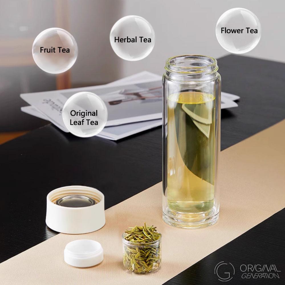 New Magnetic Tea Separator Glass Bottle Double Layer Heat Protection Glass Bottle Double Glass Insulation To Prevent Scalding Bottle