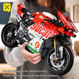 1:10 Static White & Red Ducati Racing Motorcycle Assembly Racing Car for Parent-Child Interaction Fun Creative Educational Toy Wonderful Birthday Gift New Experience and Interesting Activity on Weekends