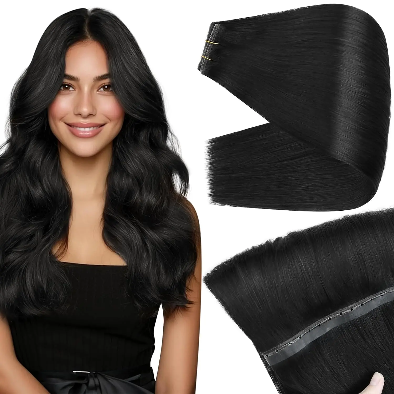 LaaVoo Butterfly Weft Hair Extensions Real Human Hair Hole Weft Invisible Genius Weft OVO Weft TikTokShopHolidayHaul 100 grams and 50 grams Christmas Gift mothersdaygift Summervibes