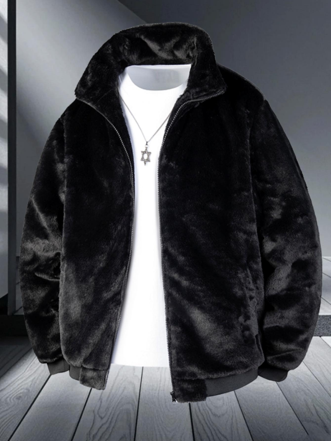 TJL Men's Winter Mink Fur Coat Imitation Mink Velvet Thick Warm Short Hooded Jacket Plus Size Menswear Soft jackets old money outfits 1999 outfits men snow