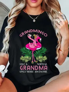 100% Cotton Grandmingo Grandmother Flamingo Lover Gramma Grandma Granny T-Shirt