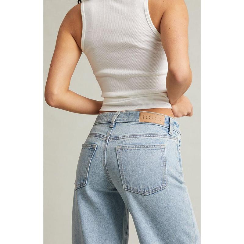 Pacsun Women's Casey Low Rise Baggy Jeans Light Blue Washed
