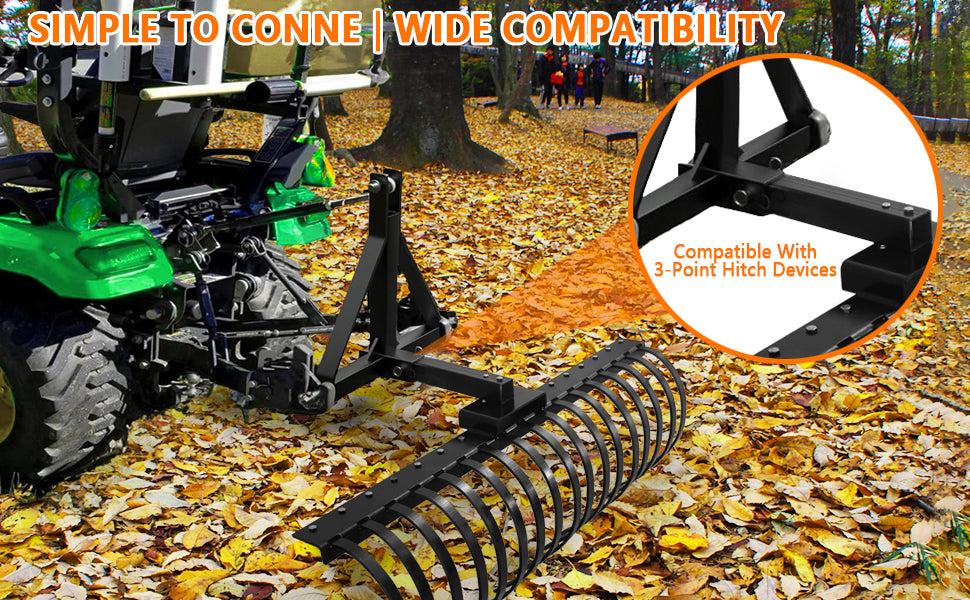 GARVEE 49 Inch GARVEE Pine Straw Rake with 17 Tines - Ideal Landscaping Tool for Lawn Tractors and ATV/UTV, Compatible with 2-Inch Receiver for Efficient Yard Maintenance and Raking Tasks. GARVEE 49 Inch GARVEE Pine Straw Rake with 17 Tines - Ideal Landscaping Tool for Lawn Tractors and ATV/UTV, Compatible with 2-Inch Receiver for Efficient Yard Maintenance and Raking Tasks.