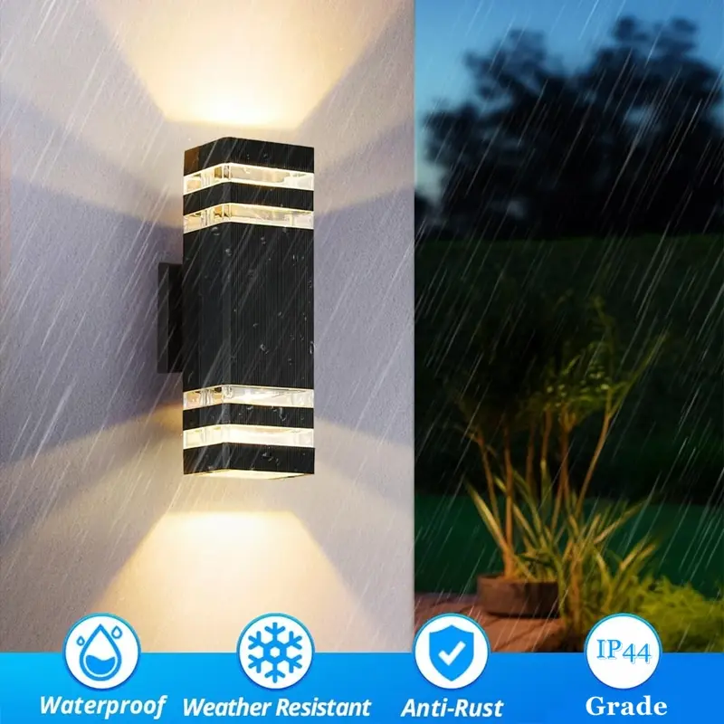 Outdoor Double-Head Plastic Wall Light, Up and Down Lighting, E27 Outdoor Waterproof Wall-Mounted Garden Lamp for Yard, Outdoor Landscape and Decorative Lighting, Outside Lights for Yard