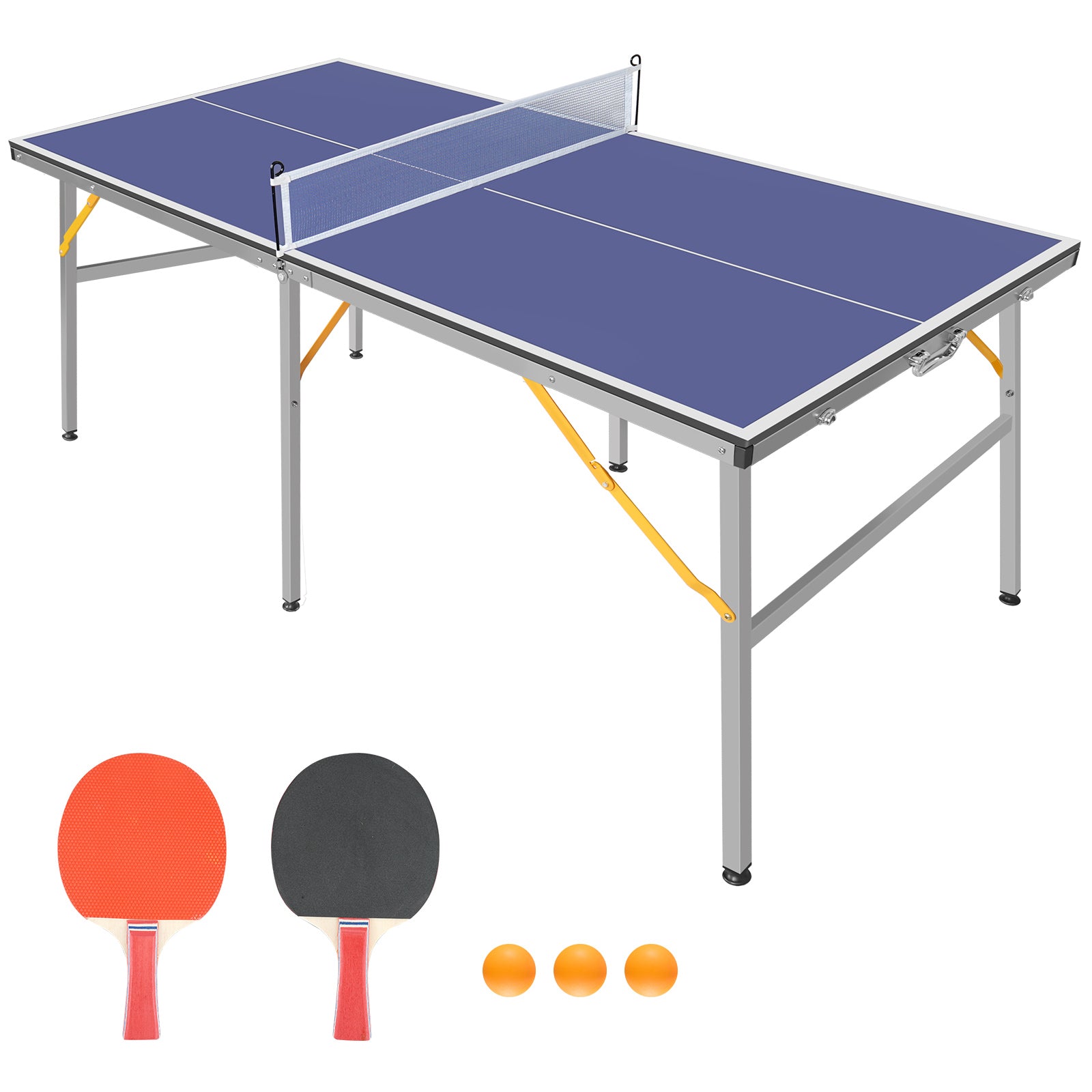 【GARVEE】Professional Outdoor Table Tennis Tables,6x3FT Indoor/Outdoor Portable Ping Pong Table Game with Net for Adults/Teens,2 Table Tennis Paddles and 3 Balls